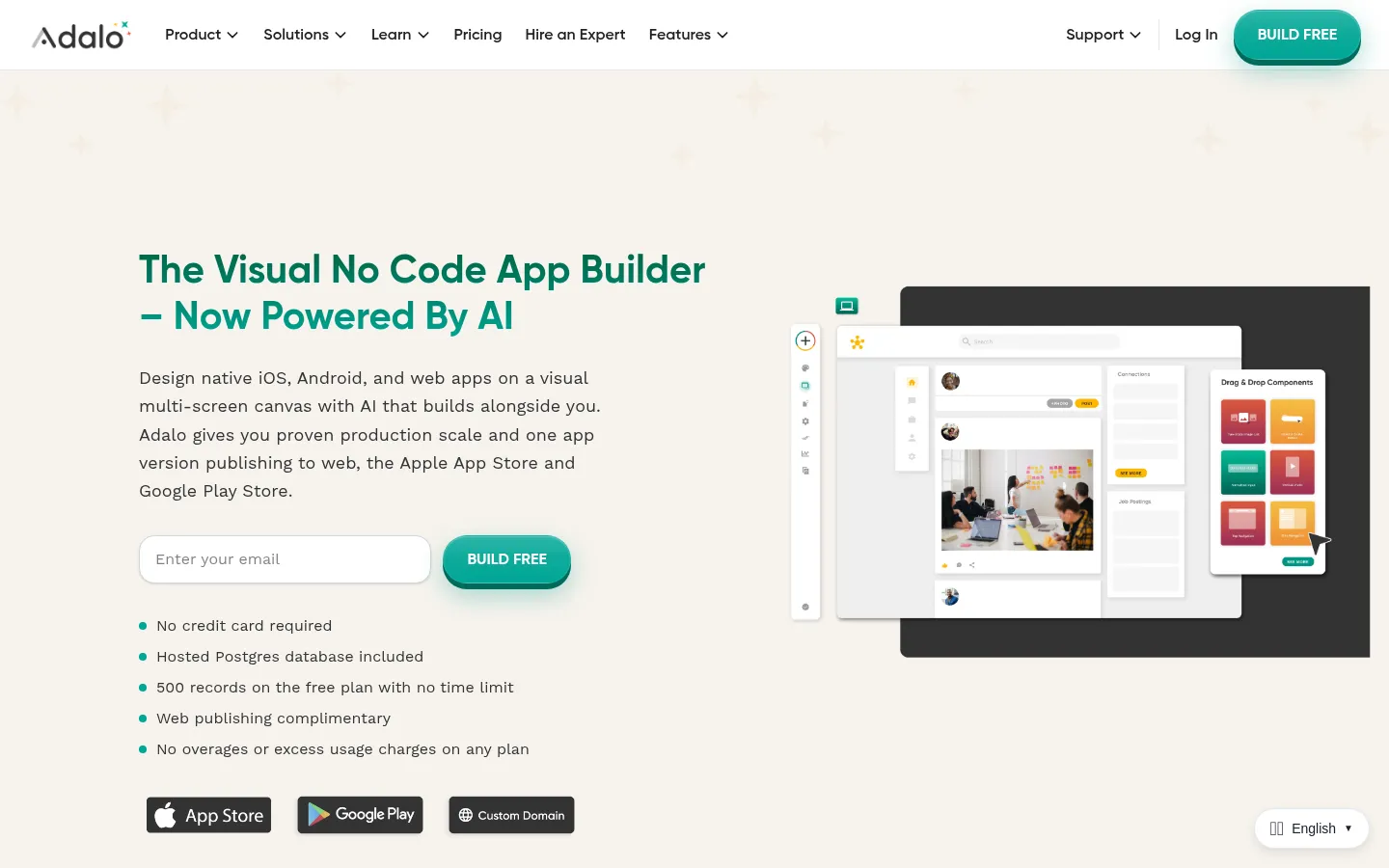 Adalo homepage screenshot