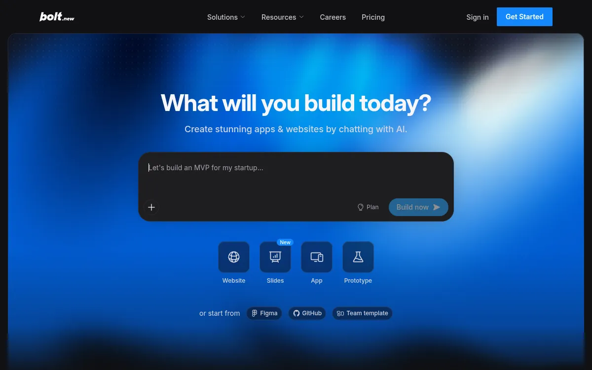 Bolt.new homepage screenshot