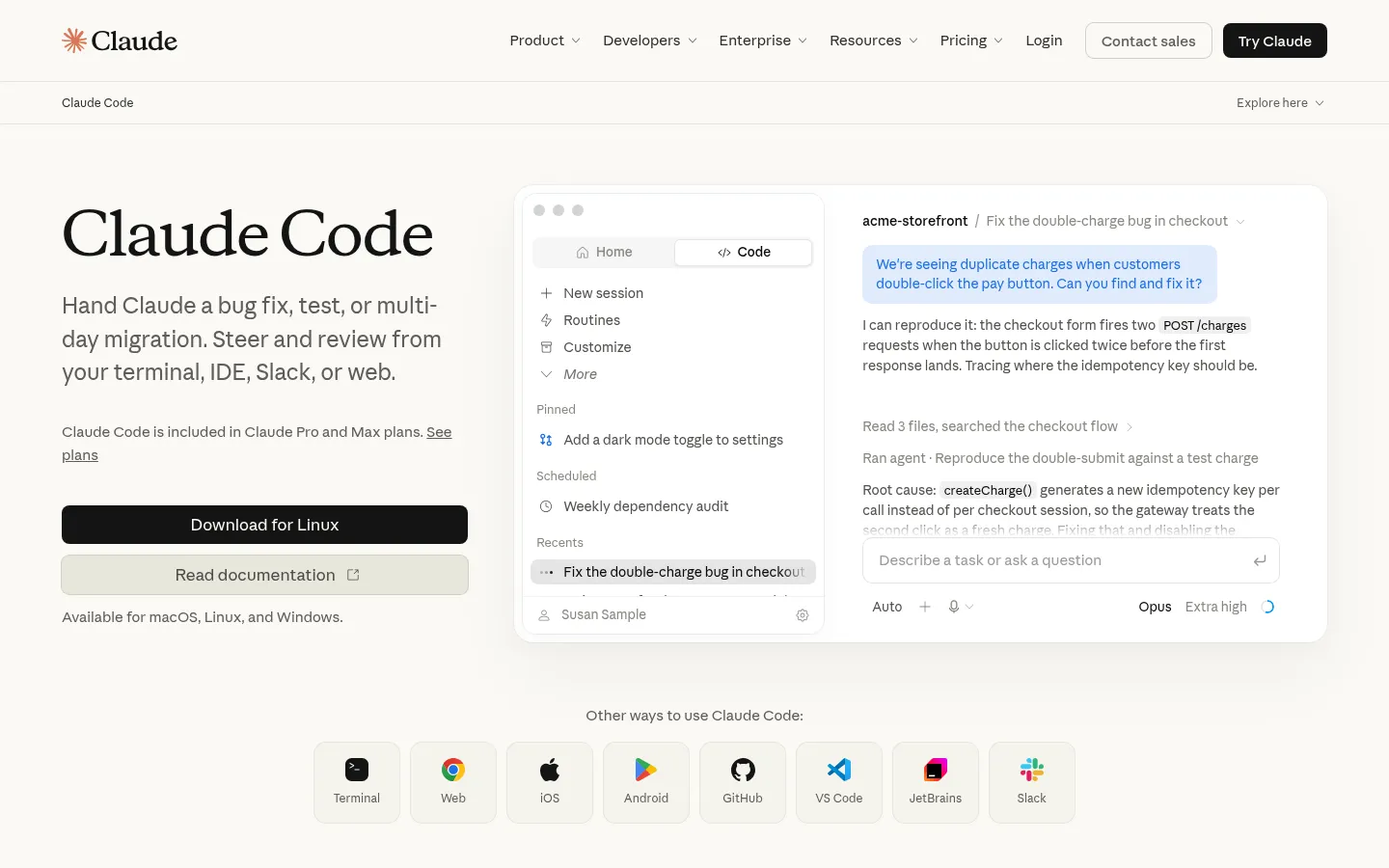 Claude Code homepage screenshot