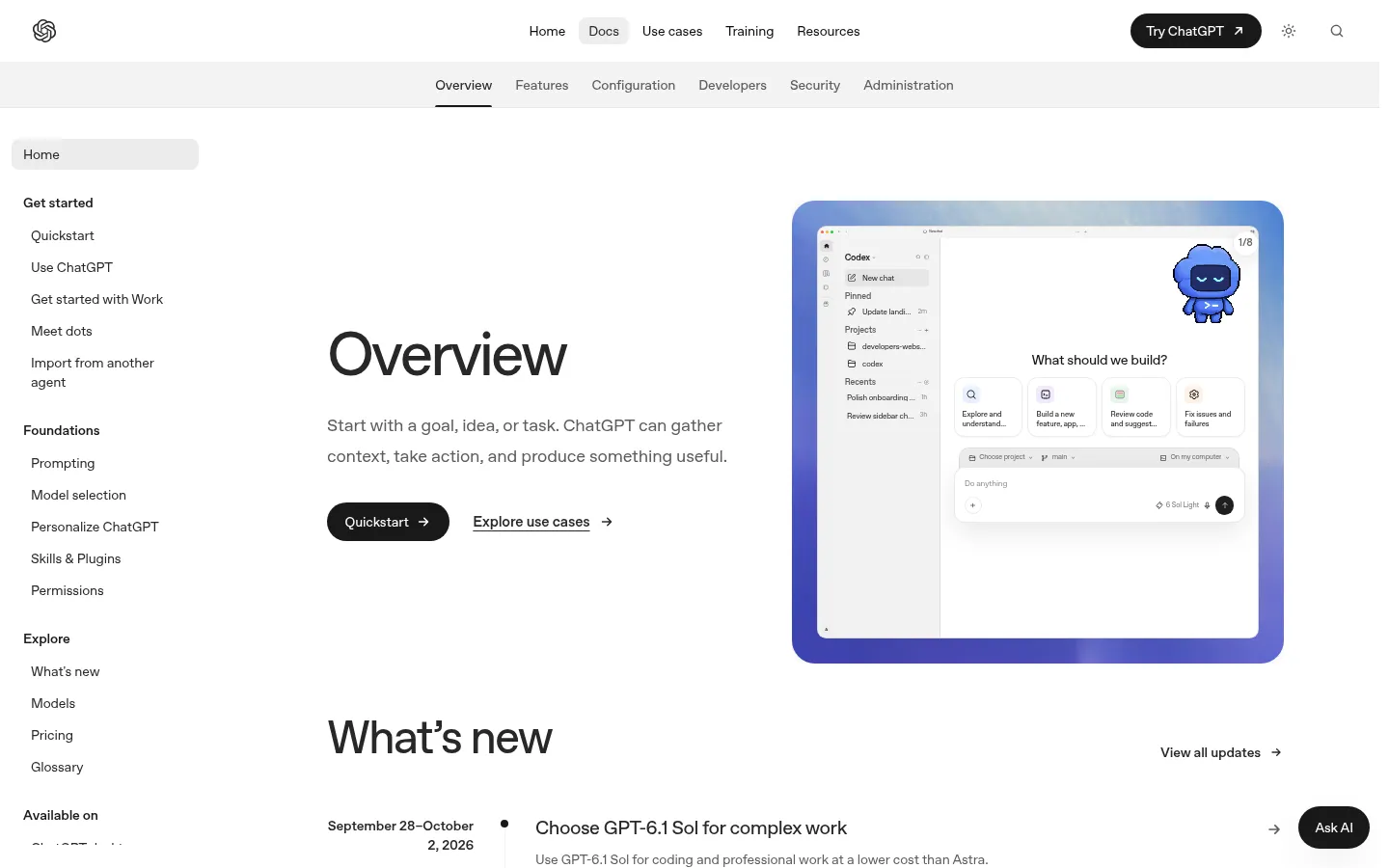 OpenAI Codex homepage screenshot
