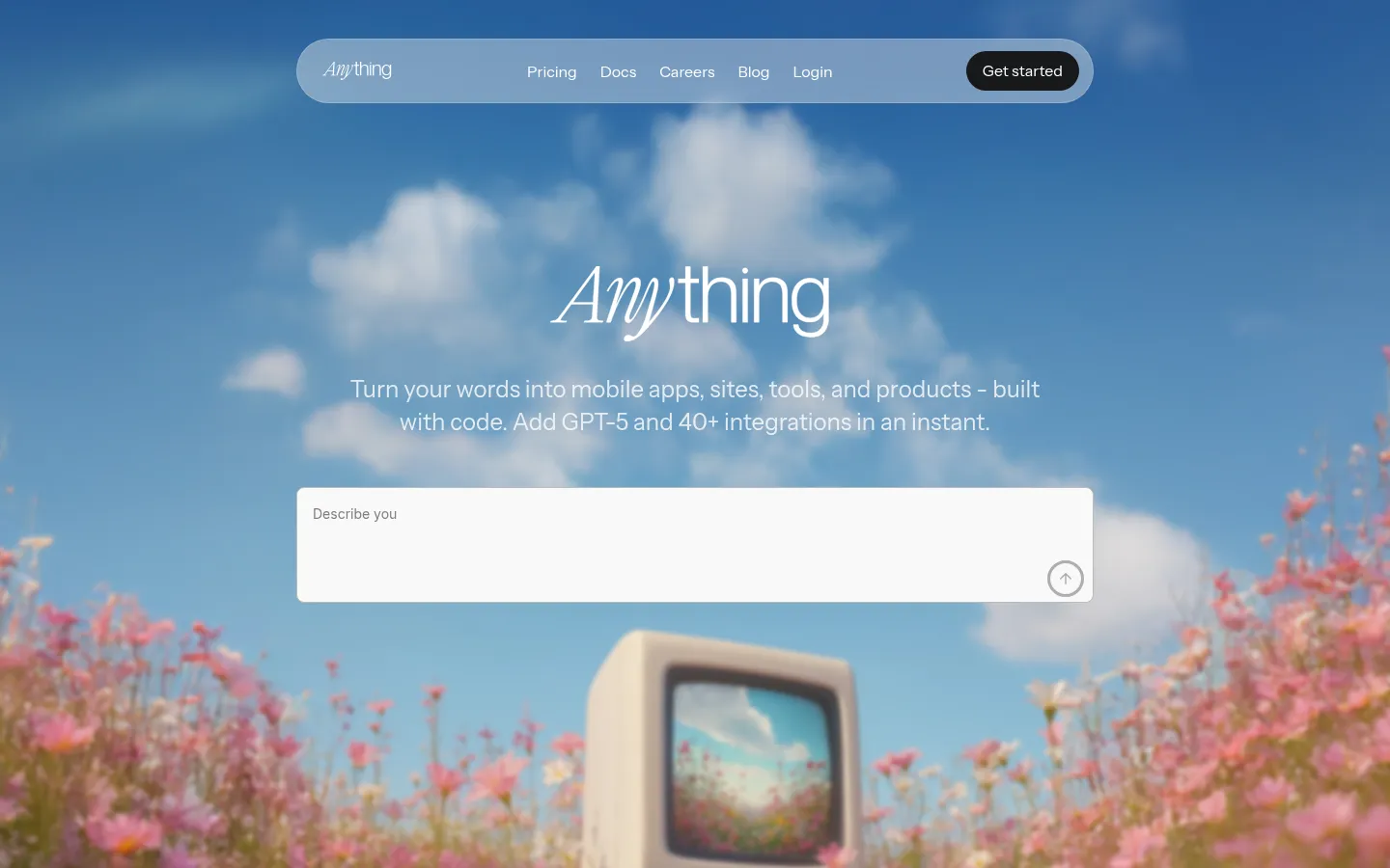 Anything homepage screenshot