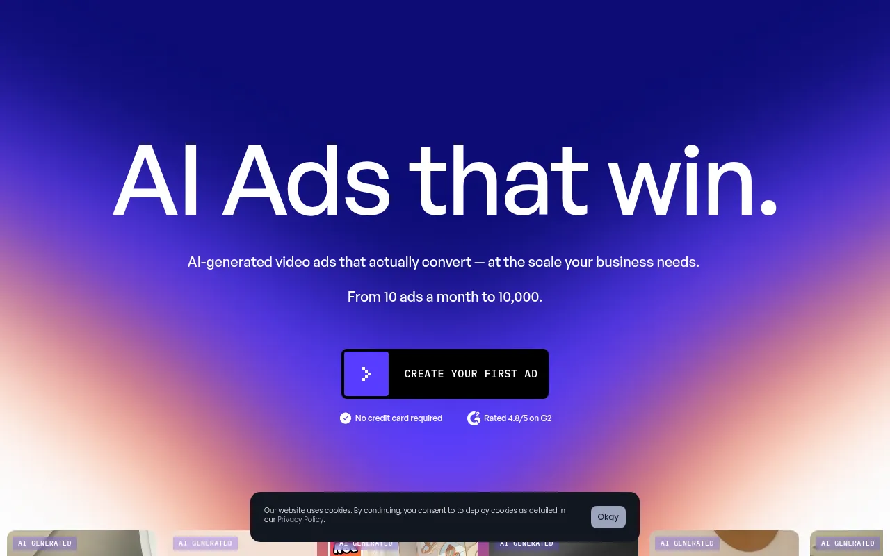 Creatify homepage screenshot