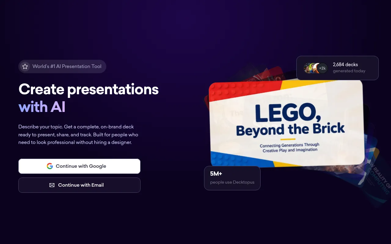 Decktopus homepage screenshot