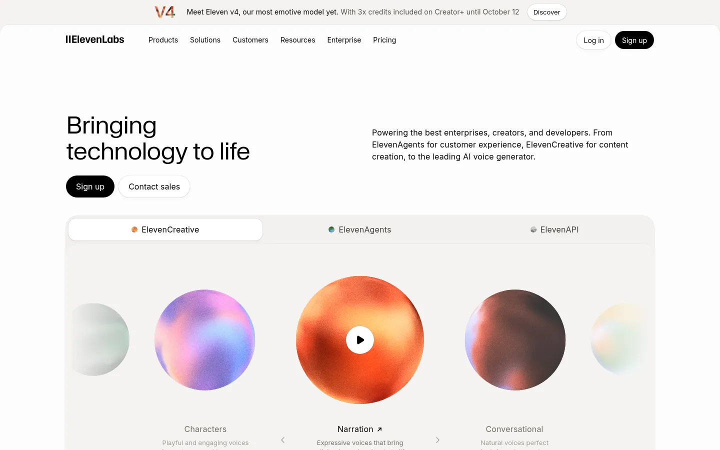 ElevenLabs homepage screenshot