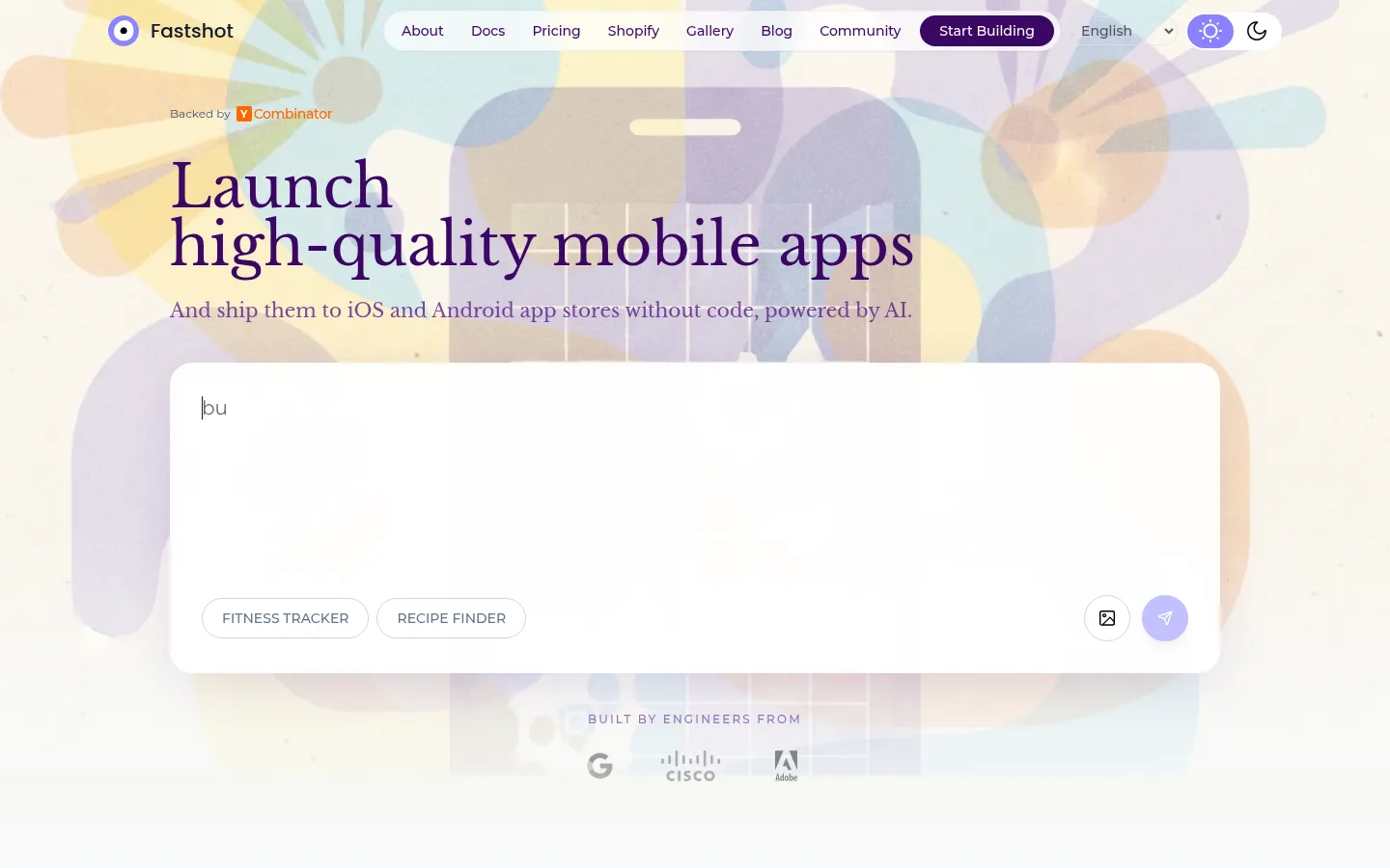 Fastshot homepage screenshot