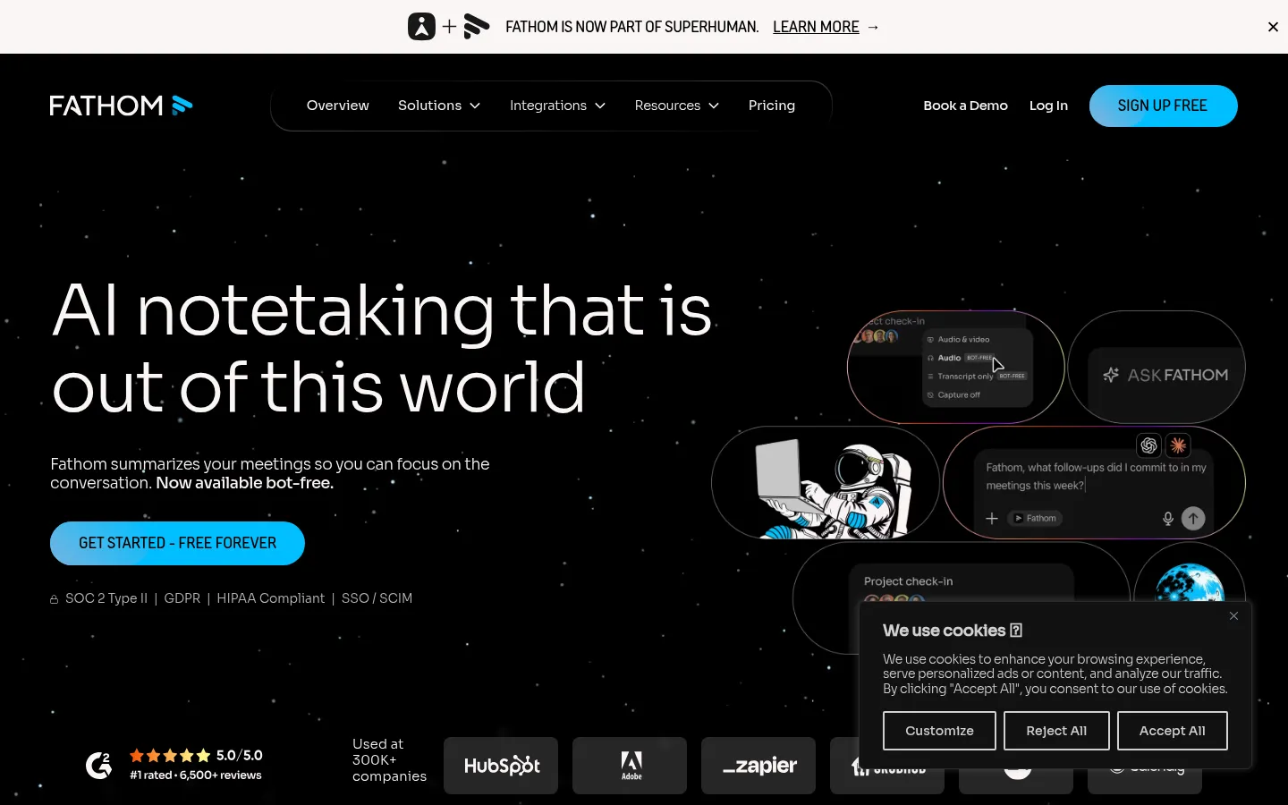 Fathom homepage screenshot