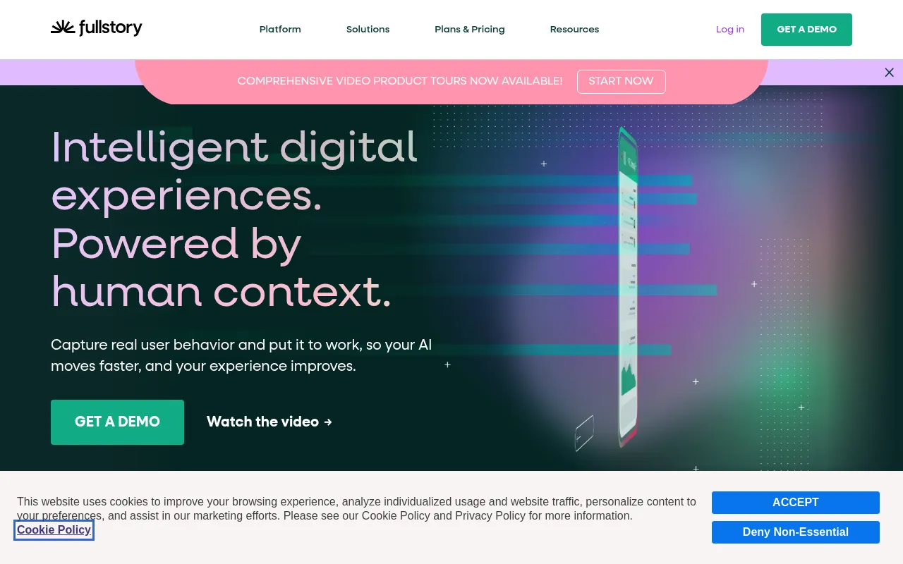 FullStory homepage screenshot
