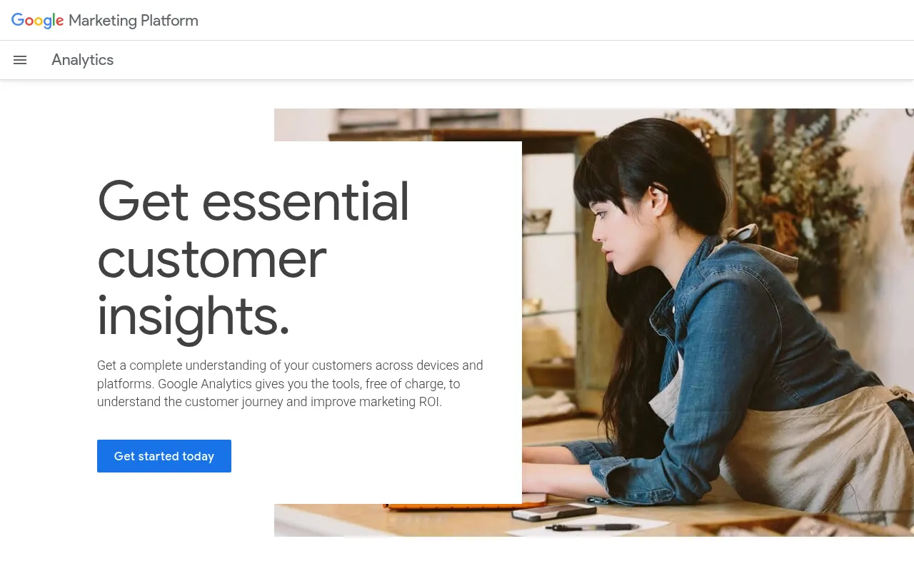 Google Analytics 4 homepage screenshot