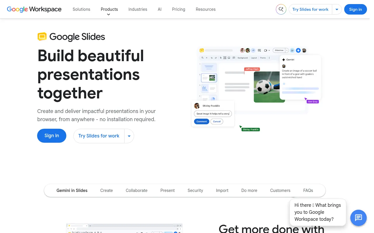 Google Slides (Gemini) homepage screenshot