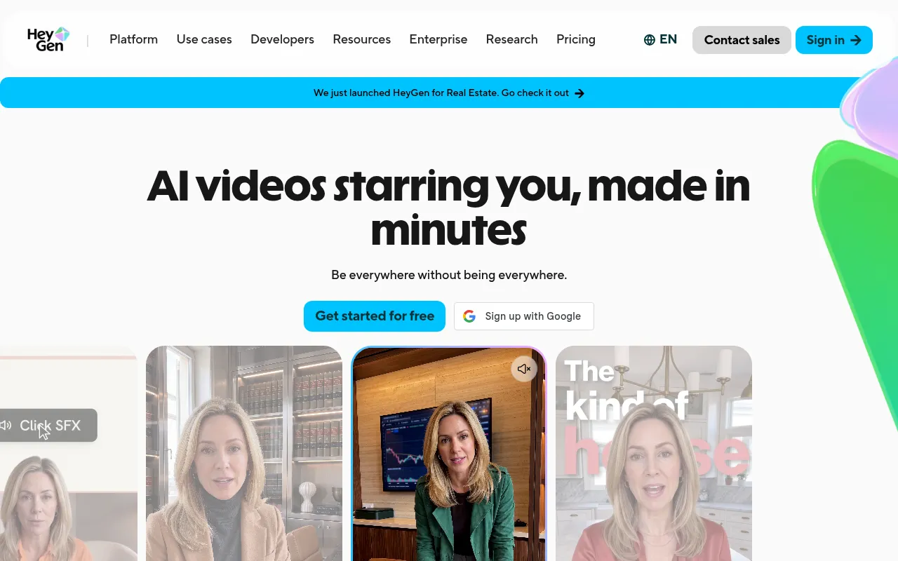HeyGen homepage screenshot
