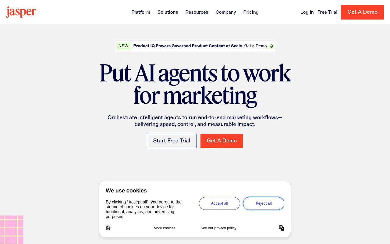 Jasper homepage screenshot