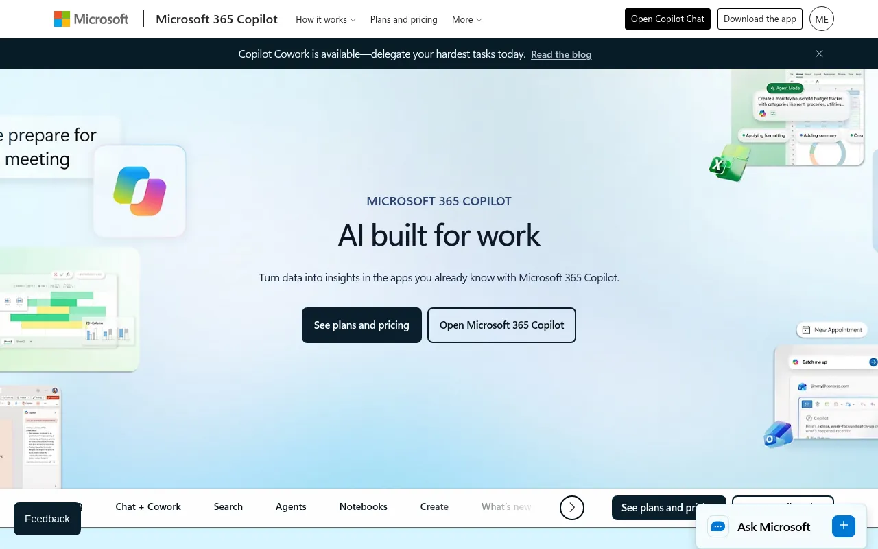 Microsoft Copilot for PowerPoint homepage screenshot