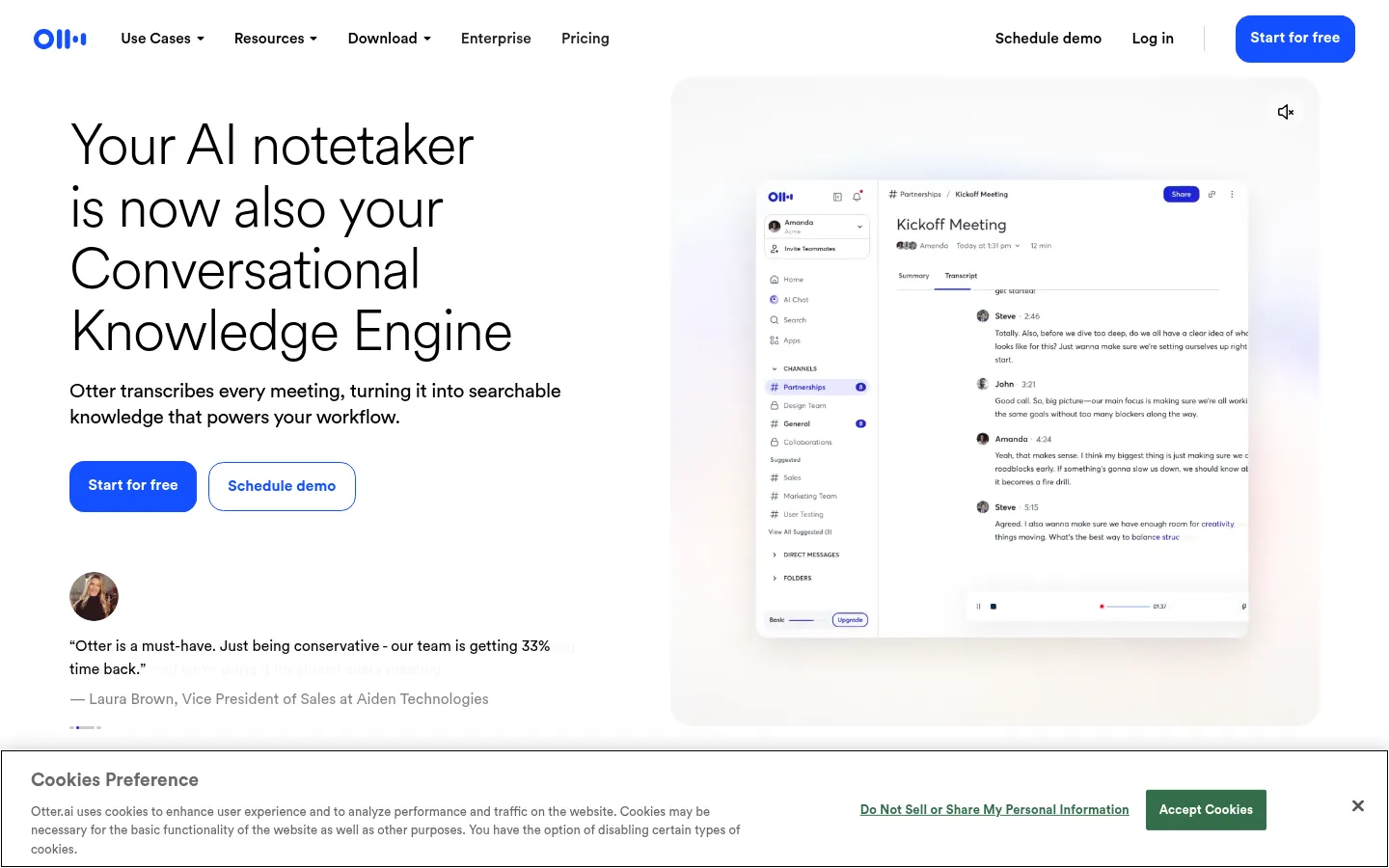 Otter.ai homepage screenshot