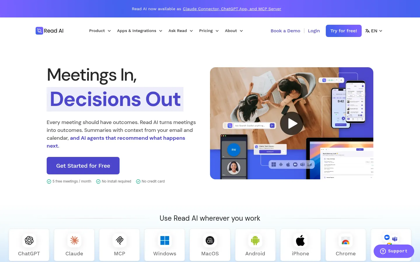 Read AI homepage screenshot