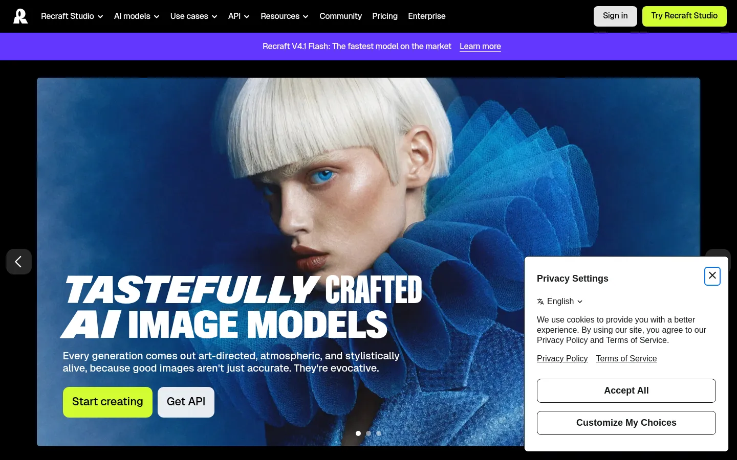 Recraft homepage screenshot