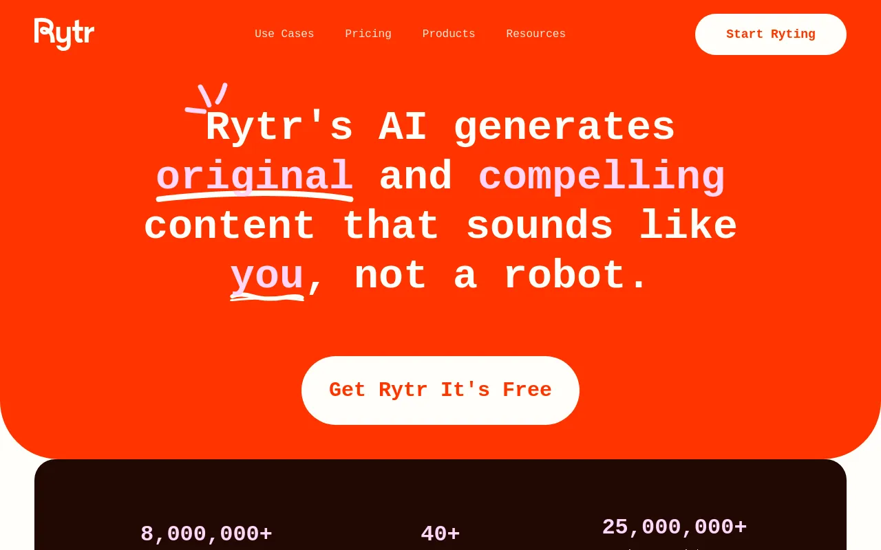 Rytr homepage screenshot