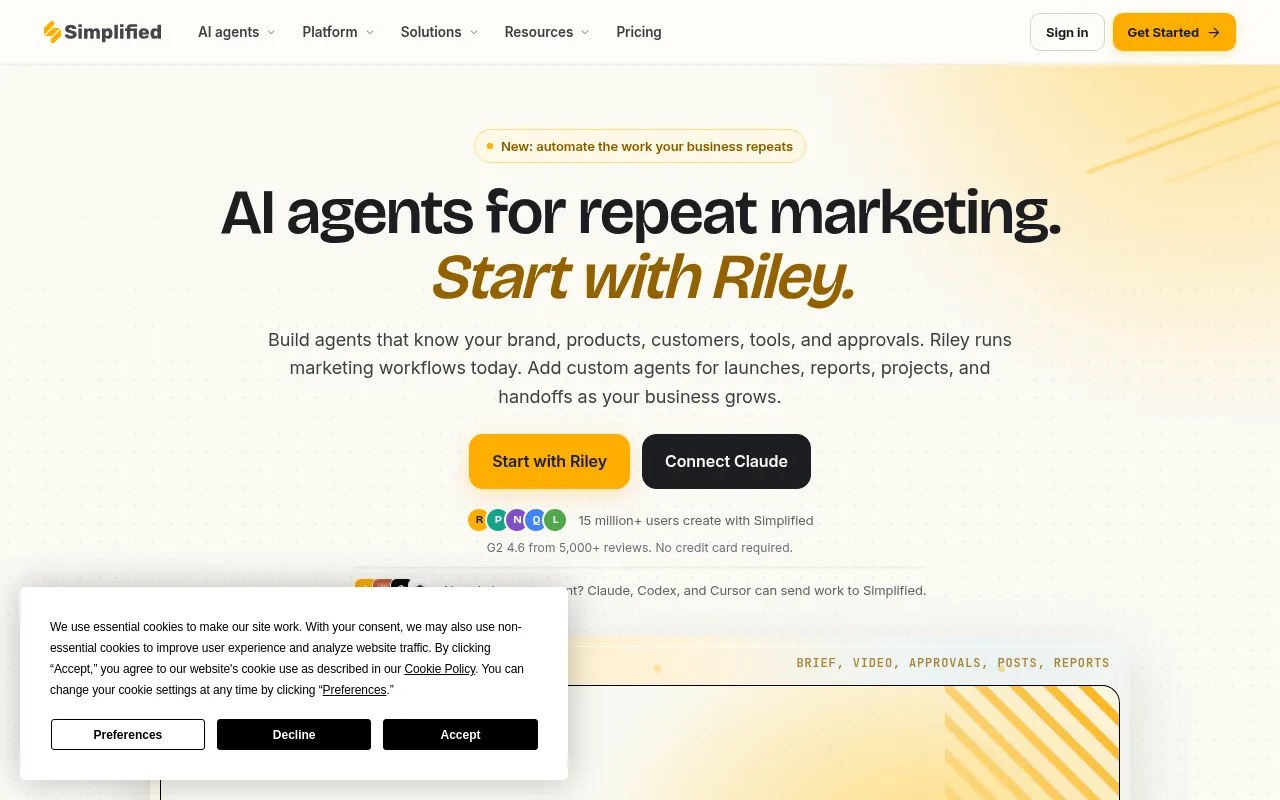 Simplified homepage screenshot