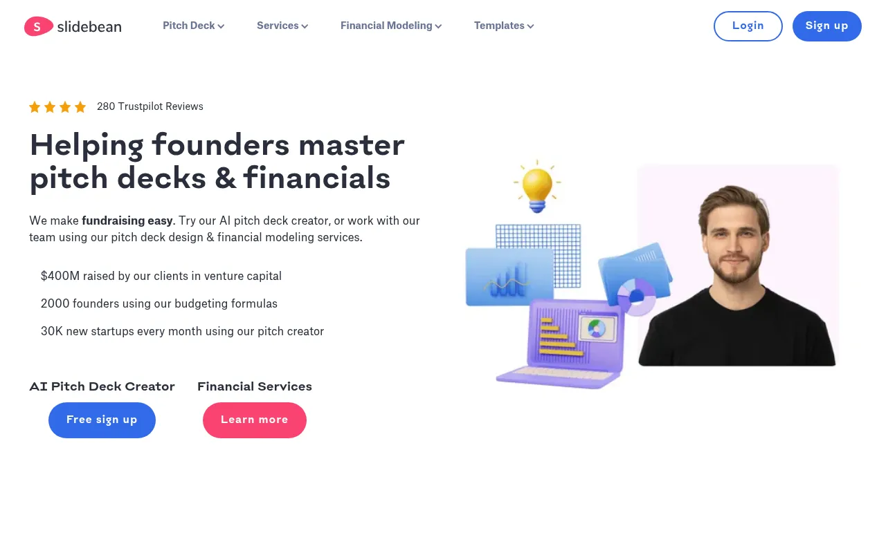 Slidebean homepage screenshot