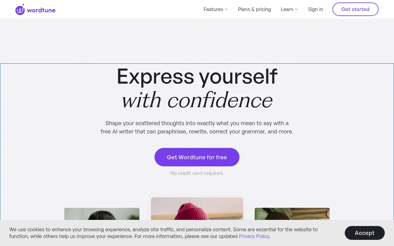 Wordtune homepage screenshot