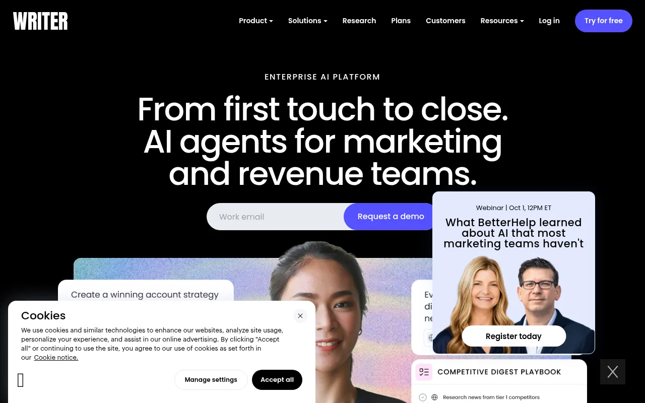 Writer homepage screenshot